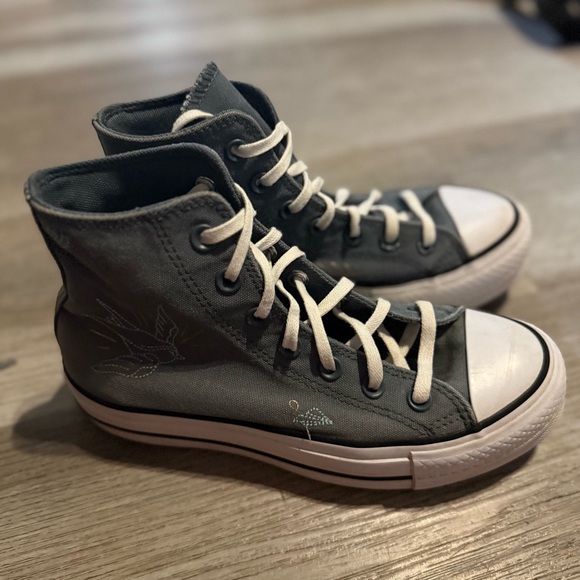 Converse Chuck Taylor Platform Lift Gray High-Top Canvas Sneakers - Picture 6 of 12